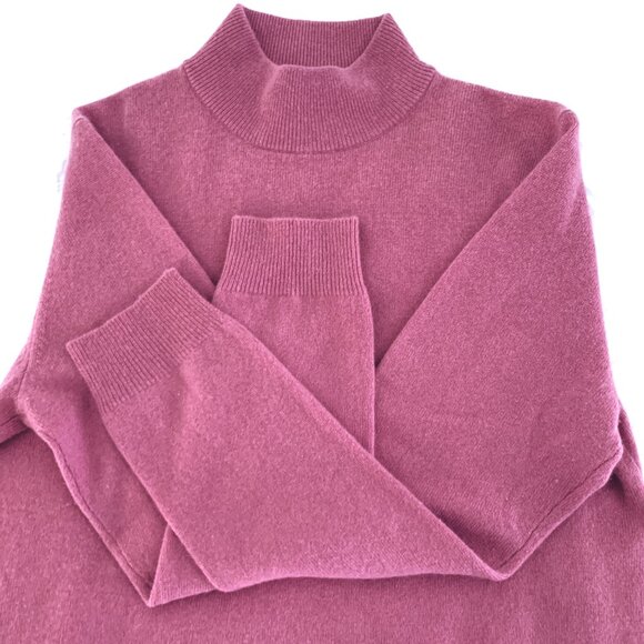 100% Cashmere Mock Neck Sweater – Deep Pink – Classic Old Money Style – Women’s - Picture 5 of 10